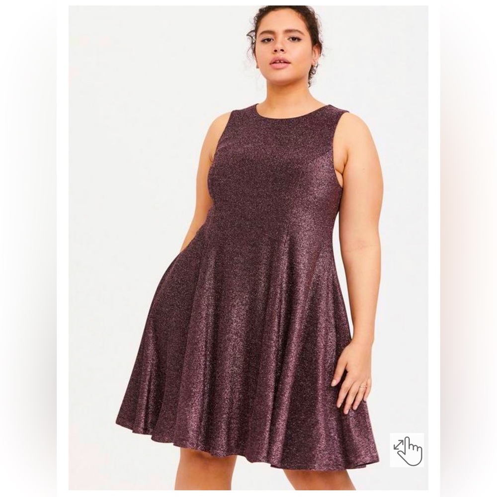 Torrid 00 Rose gold pink glitter fit and flare party dress